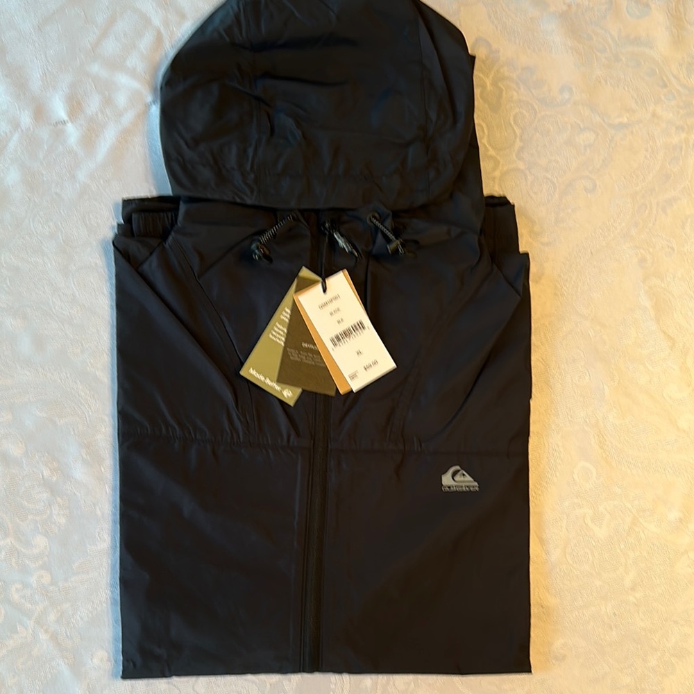Quiksilver Black Windbreaker Hooded Jacket